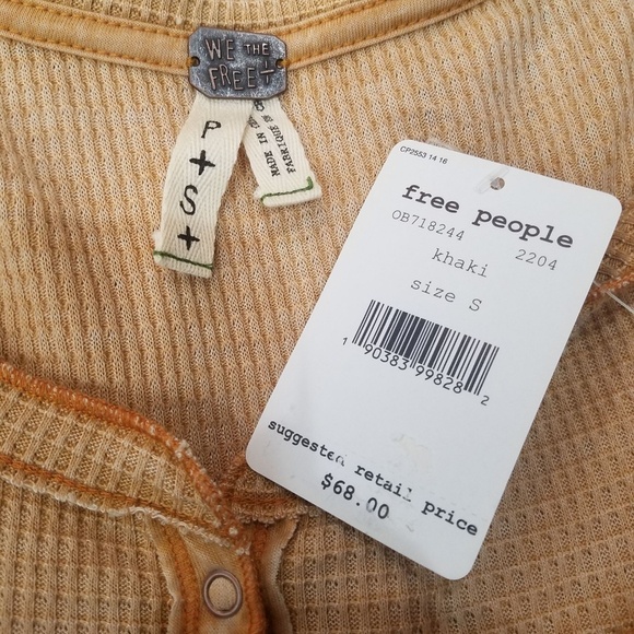 We The Free People Khaki Kai Henley Thermal Top - Picture 5 of 6